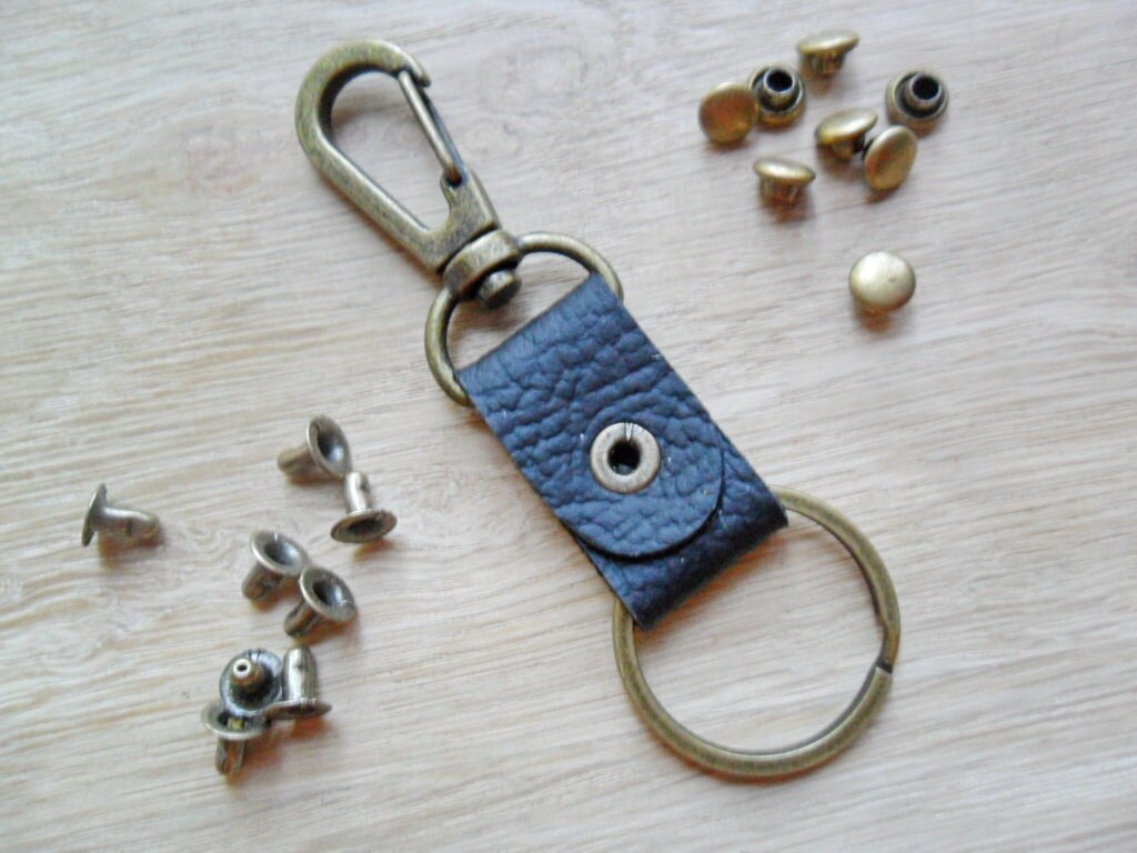 Black leather keyfob Leather strap key chain Small leather Etsy