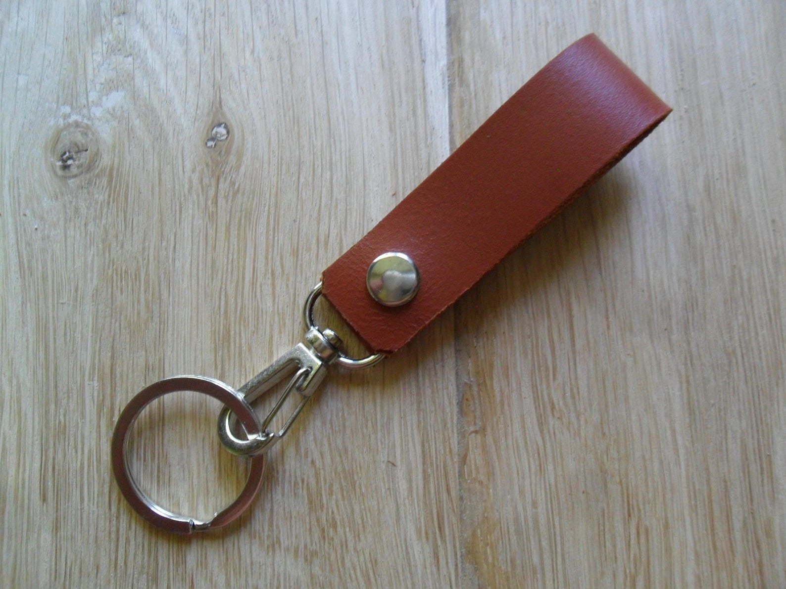 Leather strap keychain with swivel snap hooks Belt loop key Etsy