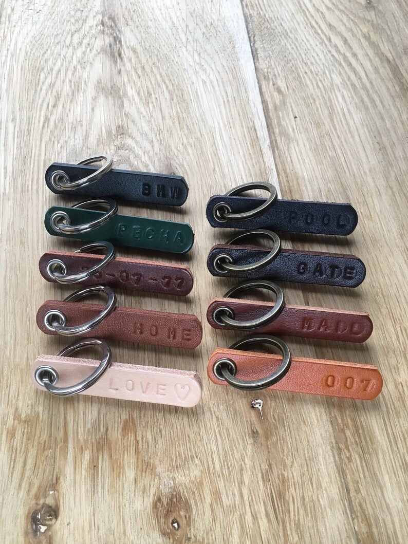 Custom engraved leather keyring Personalized leather keychain Etsy