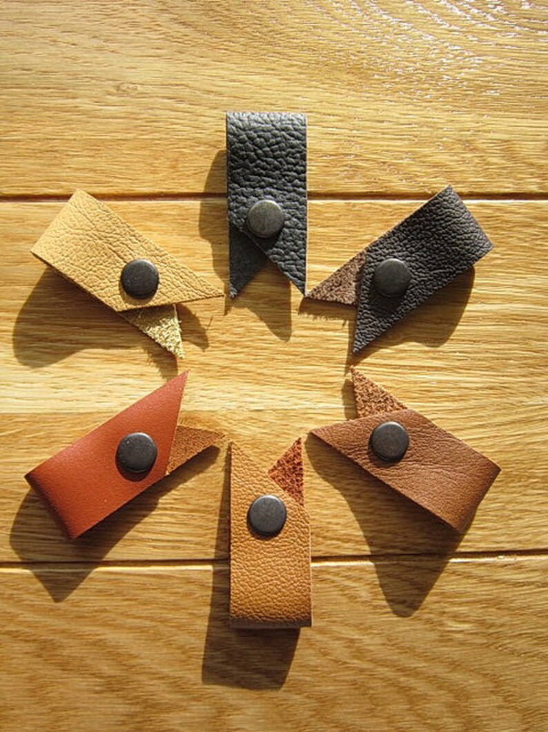 Cable organizer leather Cord keeper Leather headphone holders Etsy