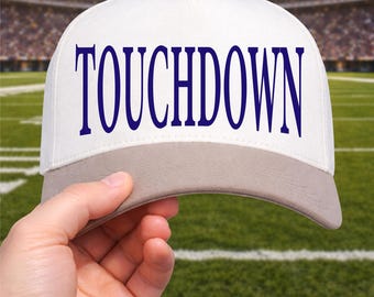 Touchdown Football Hat – Game Day Puff Embroidery White Cap