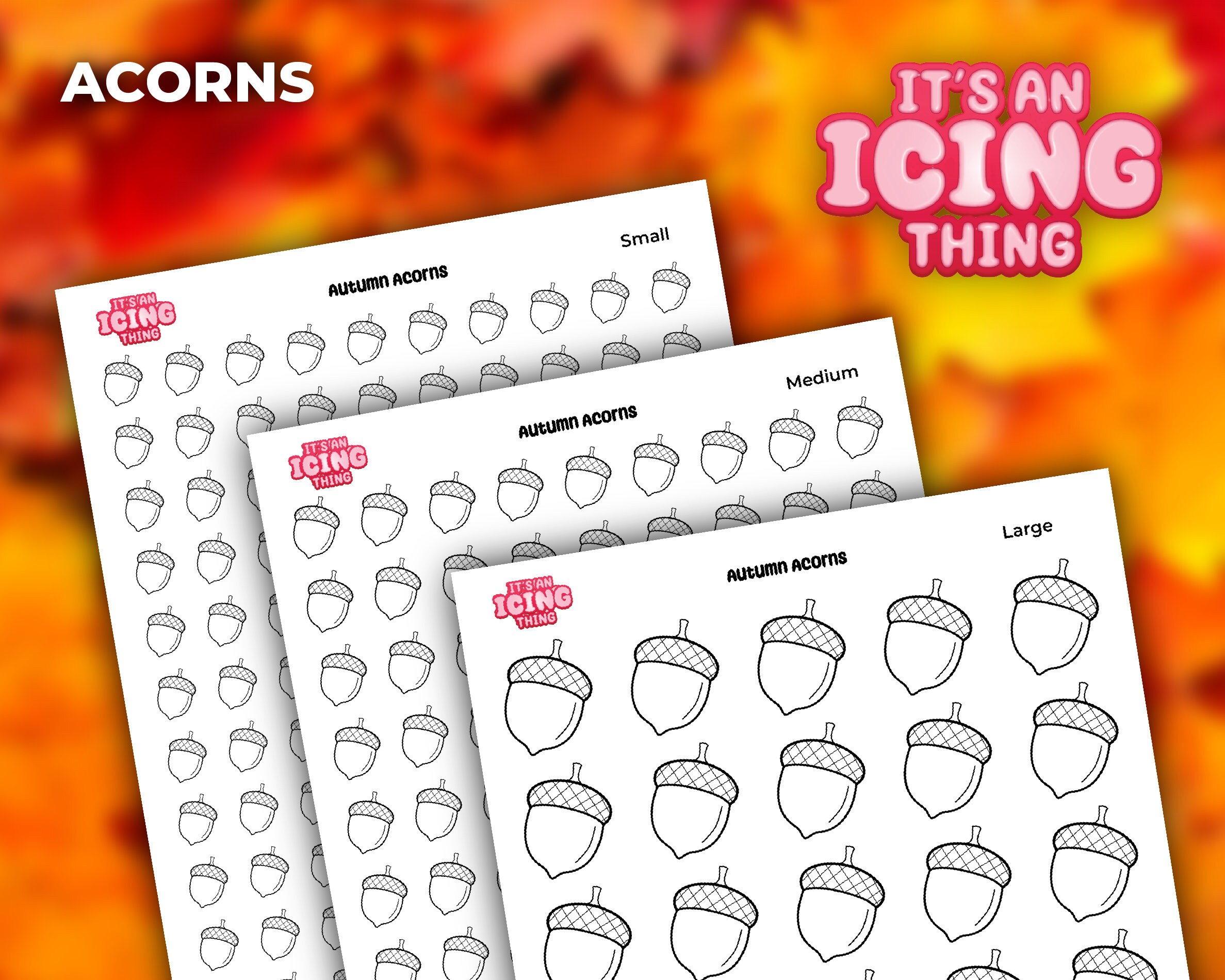 Acorns Royal Icing Transfer Sheets - Etsy