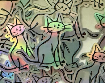 Holographic Kitteh Sticker