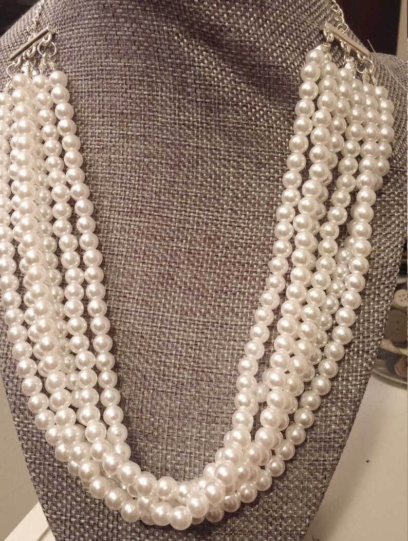 Chunky faux pearl necklace Etsy