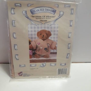 Vintage Treasured Toggery &quot;Season of Bloom&quot; Teddy Bear Spring Felt Jacket for 12 inch bear. #82169. Jacket only - bear not included.