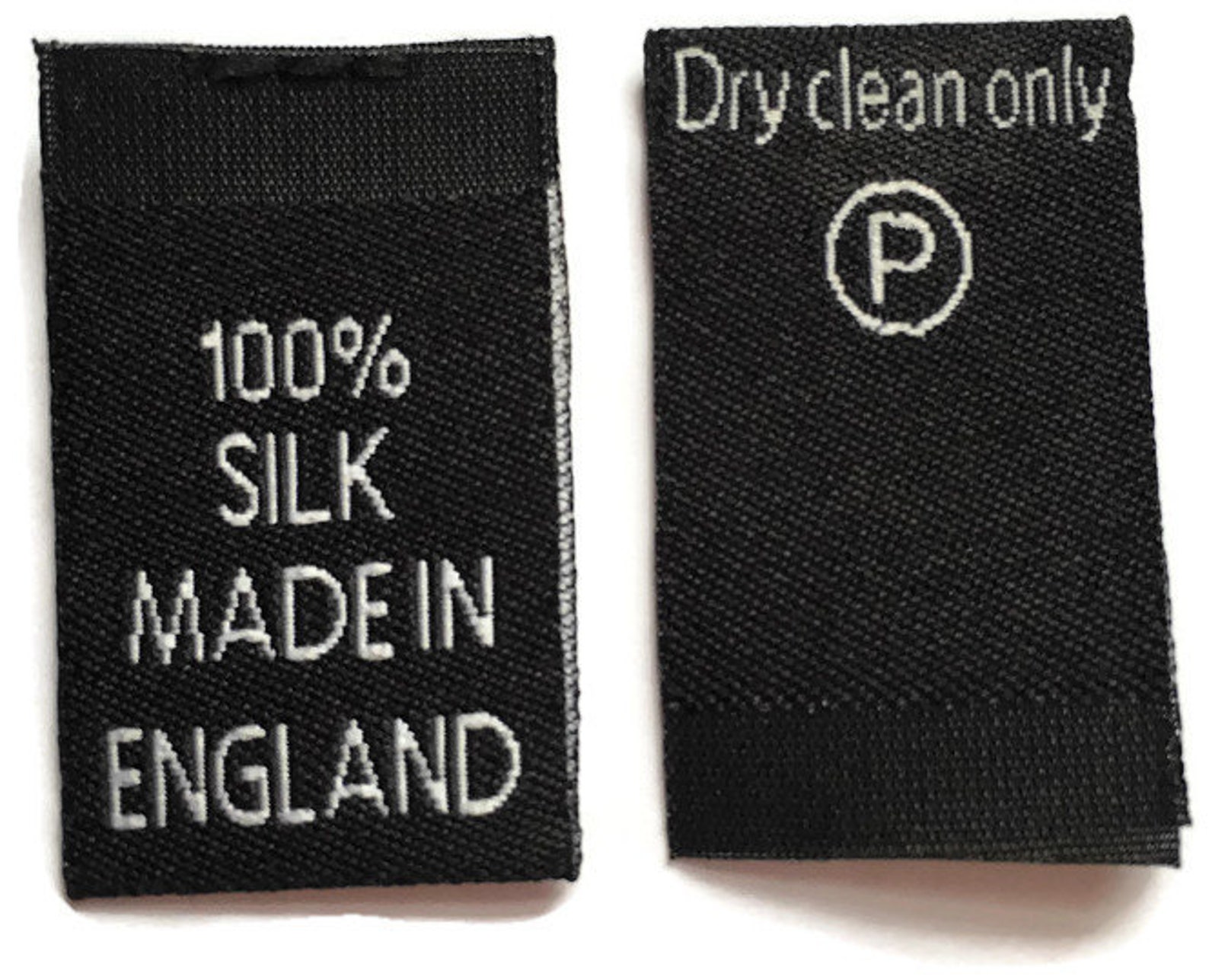 Black 100 Silk Made in England Care Labels With Wash Symbols Etsy