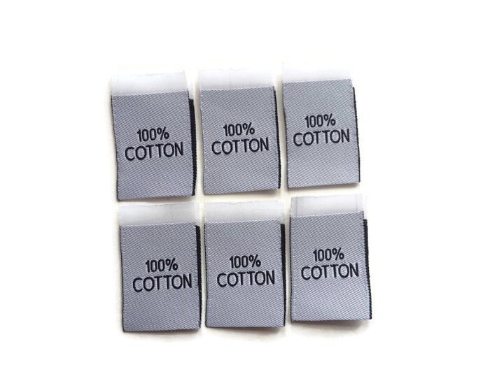 Woven White 100% Cotton Care Labels Clothing Garment Accessories Labels Cut and Loop Folded ...