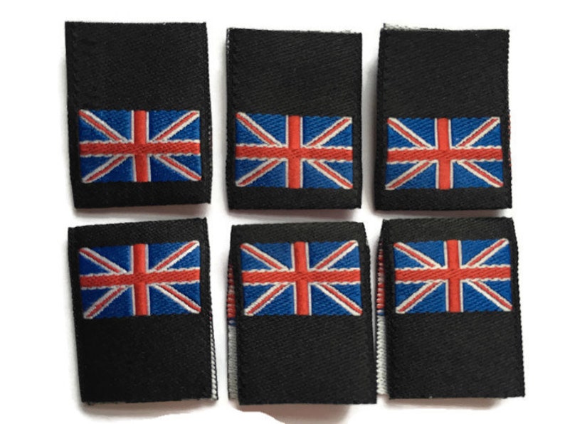 Union Jack Flag Woven Label Clothing Garment Labels 20mm Loop folded labels for clothes or Accessories Woven Labels / Woven Tags Tag Labels 