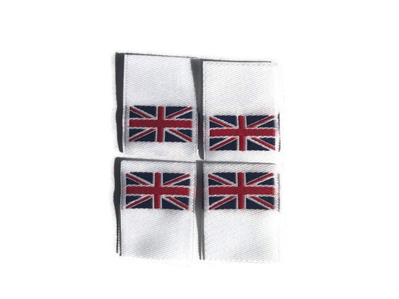 Metallic Union Flag Union Jack Woven Labels 25mm Folded Black /& Silver LUREX