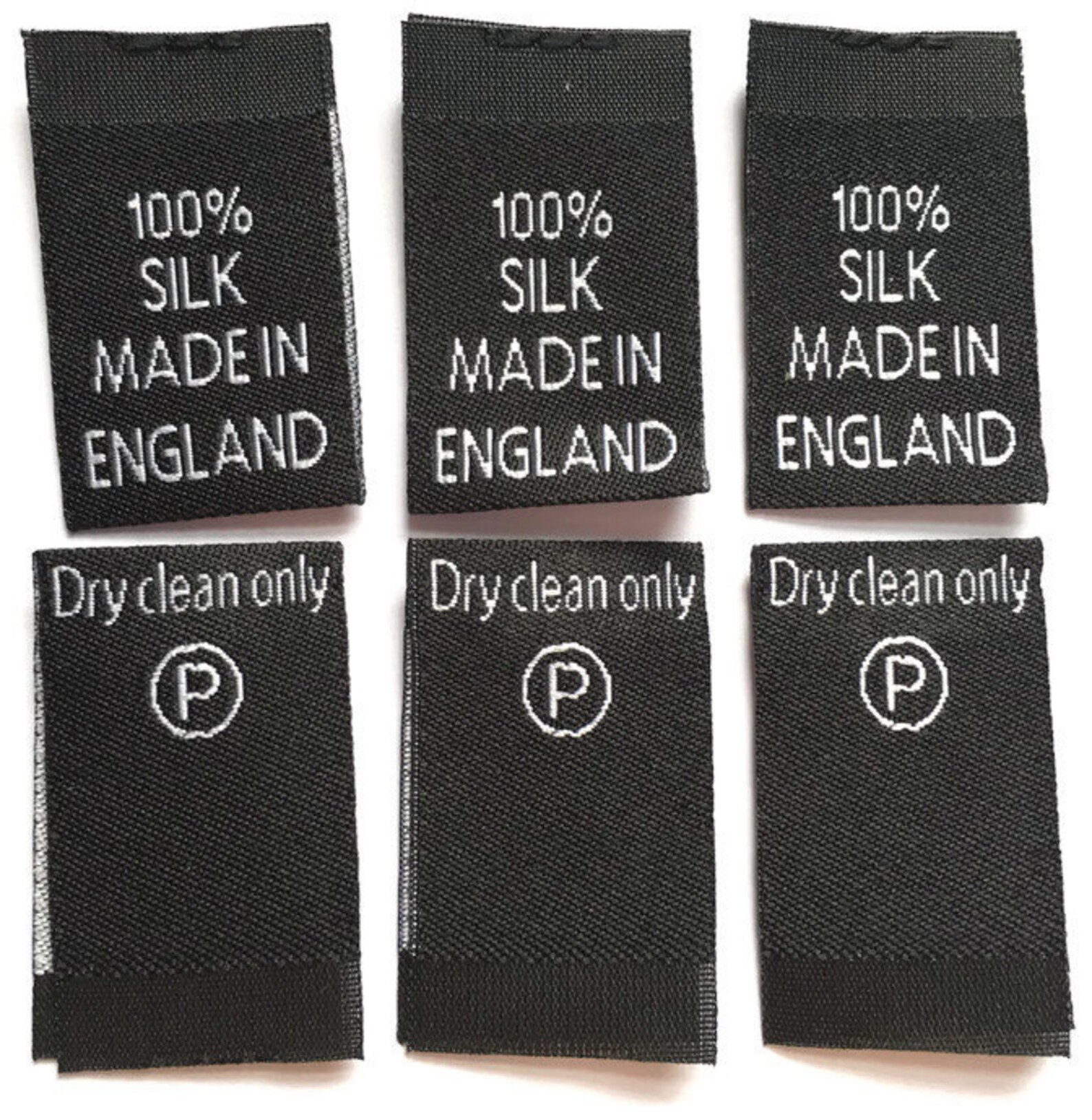 Black 100 Silk Made in England Care Labels With Wash Symbols Etsy