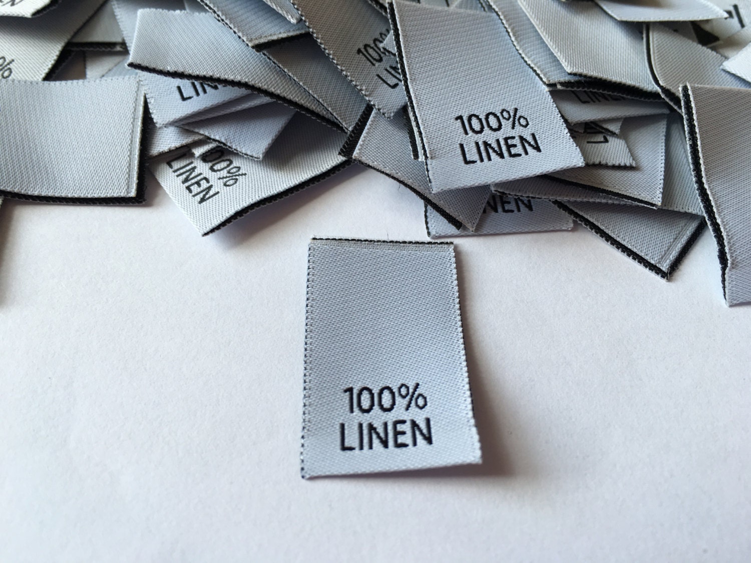Woven White 100% Linen Care Labels Clothing Garment Accesories Labels ...