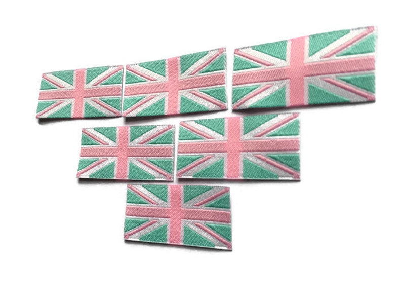 Baby Pink Union Jack Flag Woven Label Clothing Garment Labels 20mm Loop folded labels clothing Accessories Woven Tags / Country Tabs 