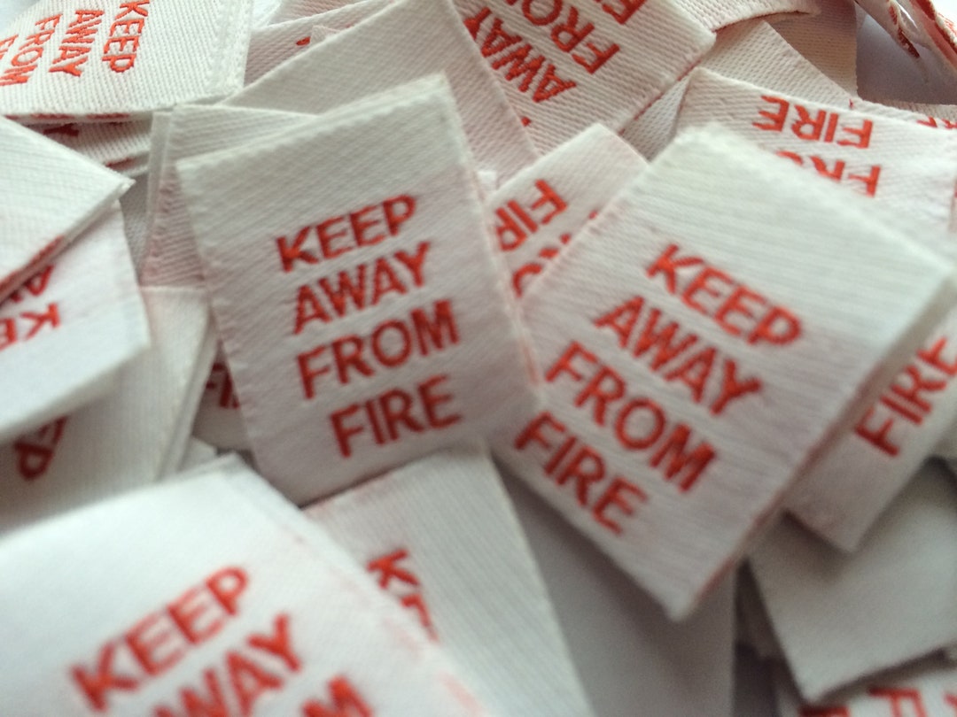 Woven Keep Away From Fire Care Labels Clothing Garment Etsy UK