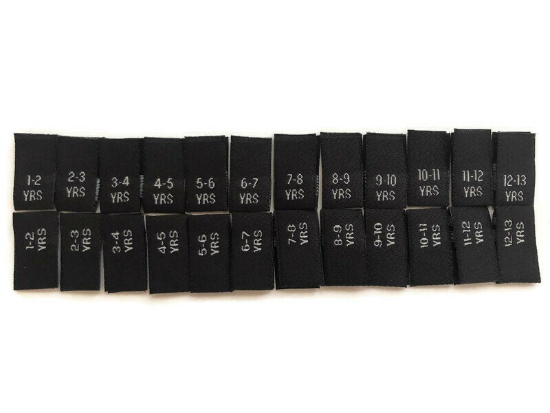Child Children S Kids Black Woven Size Tabs Woven s Pips Labels 1 2 2 3 3 4 4 5 5 6 6 7 7 8 8 9 9 10 9 11 10 11 11 12 12 13 Size s