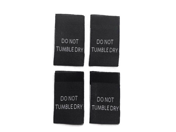 Black Do Not Tumble Dry Care Labels Clothing Garment Accessories Woven Labels Cut and Loop ...