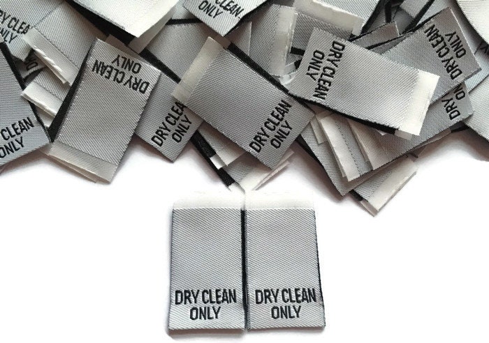 White Woven Dry Clean Only Care Labels Clothing Garment Accessories Labels Cut and Loop Folded ...