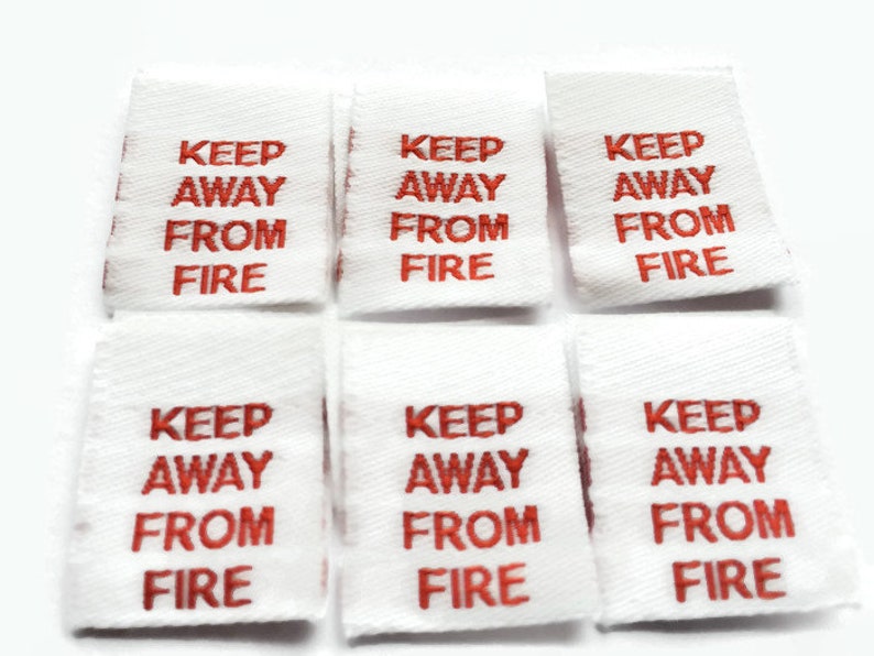 Woven Keep Away From Fire Care Labels Clothing Garment Etsy UK