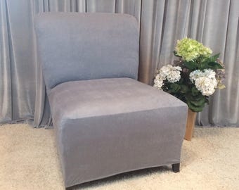 Slipcover Light Gray Suede Chair Cover for Armless Chair Slipper Chair Armless Accent Chair Parsons Chair Side Chair Many Colors Etsy