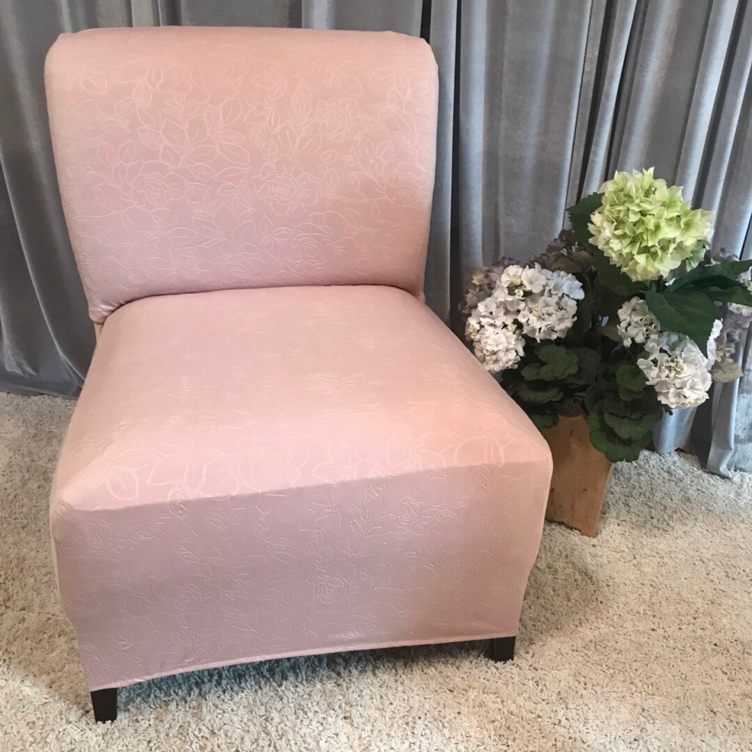 Blush Luxury Embossed Slipcover Chair Cover for Armless Chair, Slipper