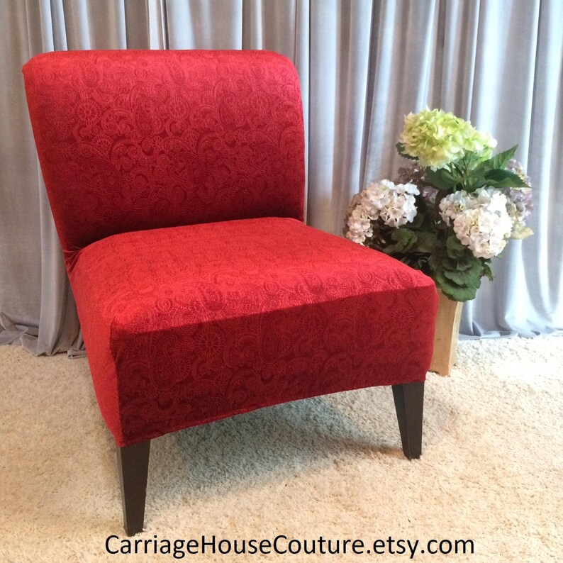 Living Coral Pink Embossed Velvet Slipcover Chair Cover for Etsy
