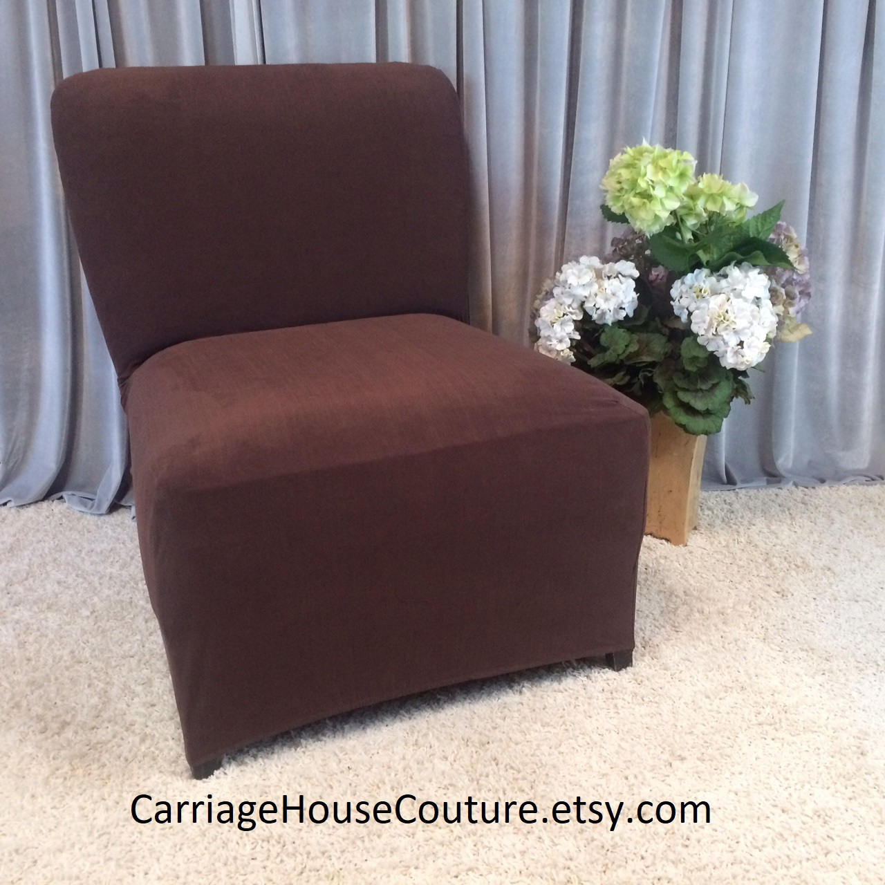 Slipcover Gold Suede Stretch Chair Cover for Armless Chair Etsy