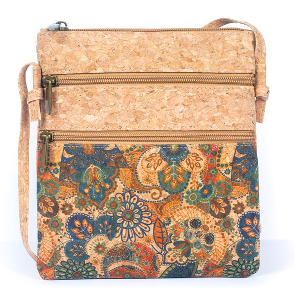 Autumnal Natural Cork Crossbody Bag / Vegan Friendly / Vegan Handbag