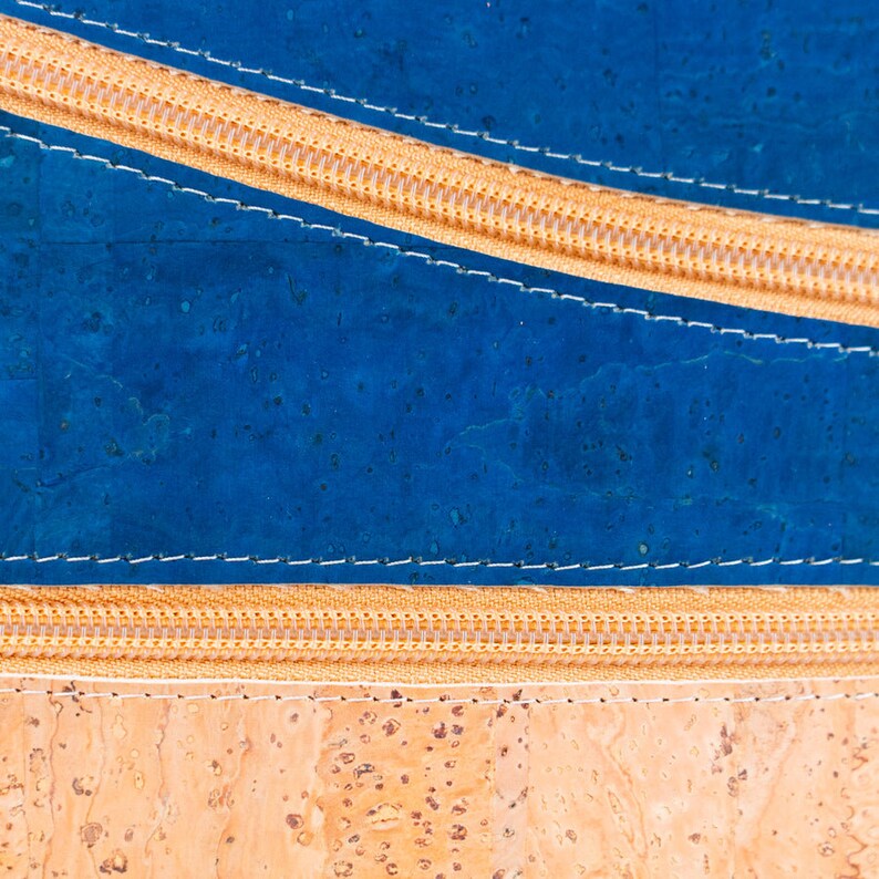 Blue & Natural Cork Crossbody Bag / Vegan Friendly / Vegan Handbag