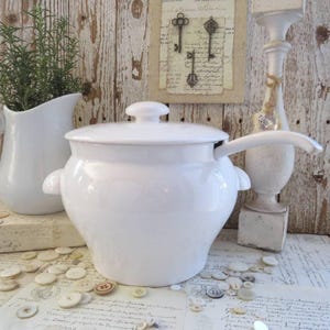 Vintage Ironstone Soup Tureen with Ladle: French Country Kitchen Decor