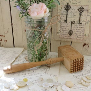 Vintage Mallet, Pounder, Masher, Meat Tenderizer Wood Kitchen Utensil. French, Country, Rustic Primitive, Farmhouse Cottage Style Home Decor