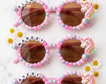 Personalized Toddler Sunglasses with Name, Custom Pastel Sunglasses, UV Protection, Birthday Party Favors, Beach Vacation, Flower Girl Gift