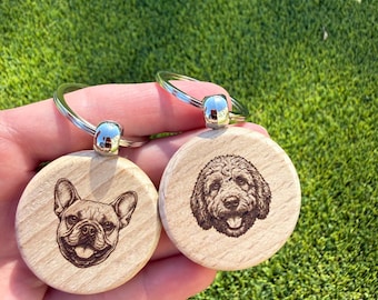 Custom Dog Breed Keychain | Laser Engraved Wood Pet Portrait Accessory