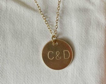 Personalized Initial Disc Necklace – Name Necklace Monogram Keepsake Gifts for Women