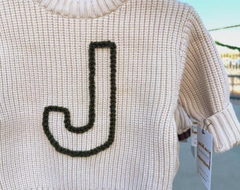 Personalized Initial Letter Sweater | Hand-Embroidered Baby & Toddler Keepsake