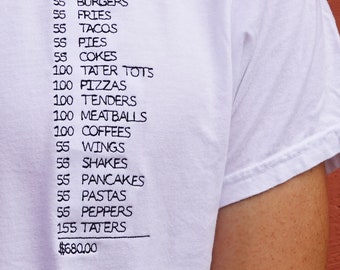 Grappig geborduurd T-shirt voor mannen – 55 Burgers 55 Fries – grappig fijnproeverscadeau voor jongens