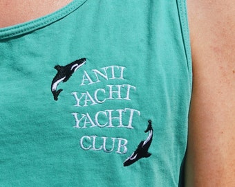 Geborduurde tanktop orca Uprising - Anti Yacht Club