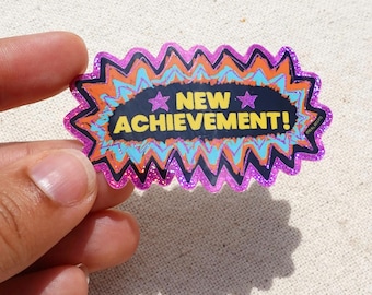 New Achievement Vinyl Sticker - LitRPG Fantasy Gaming Decal - Pixie Dust Glitter Drawn by a REAL HUMAN! Funny Sarcastic Gift