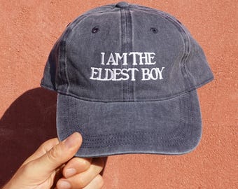 Der Älteste Junge Bestickte Hut - Navy Blau Sibling Geschenk