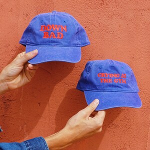 Down Bad / Crying at the Gym Embroidered Hat Funny Internet Gift Fan Merch Eras