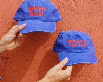 Down Bad / Crying at the Gym Embroidered Hat Funny Internet Gift Fan Merch Eras