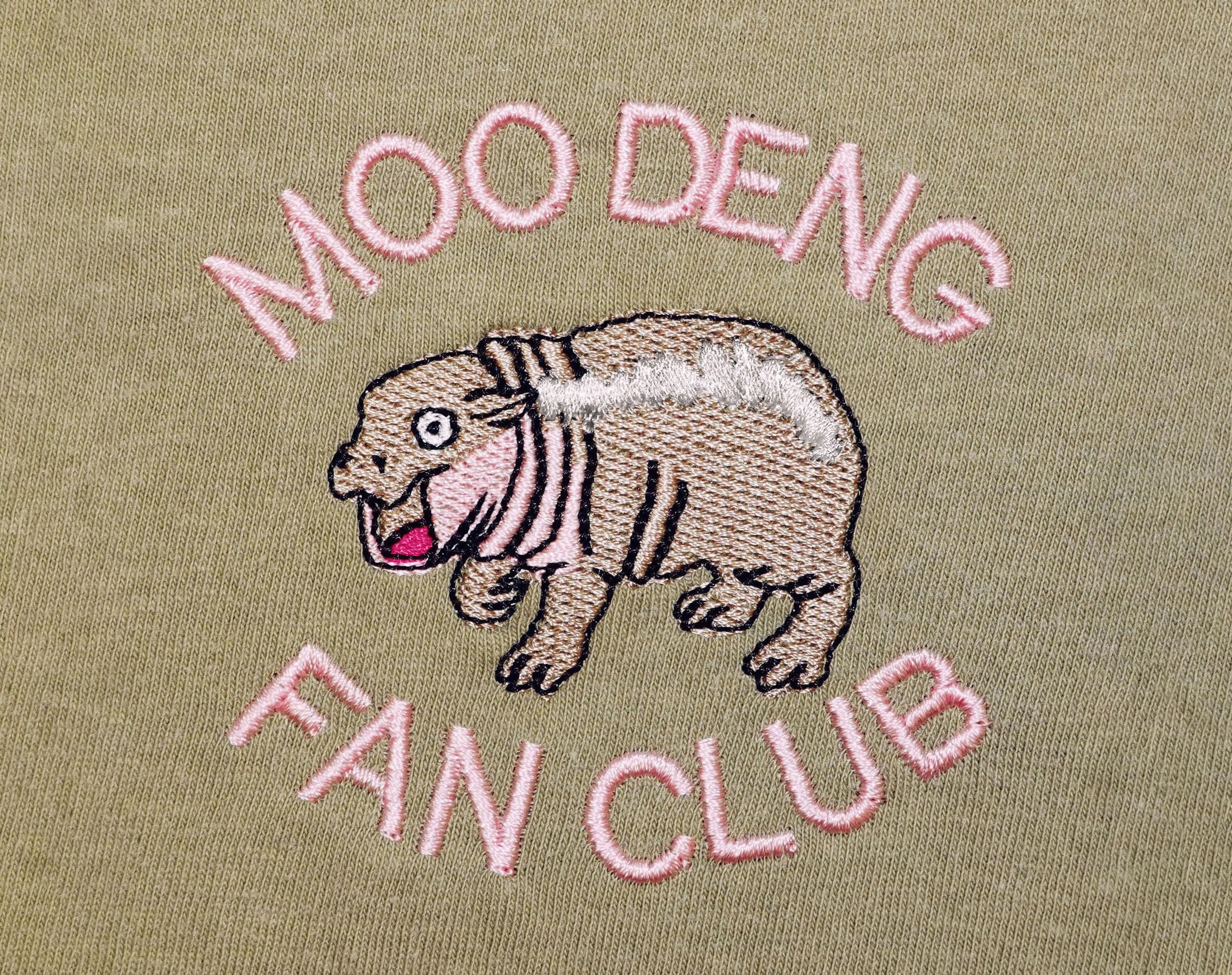 Moo Deng Fan Club Embroidered T-shirt Thailand Zoo Baby