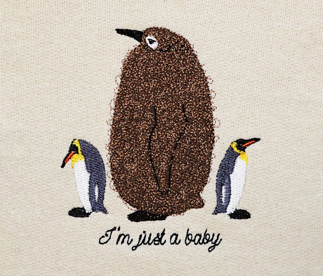 Pesto the Giant Penguin I'm Just a Baby Embroidered Shirt Cute