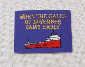 SS Edmund Fitzgerald Sticker | Great Lakes History Nautical Shipwreck DeCal Gift Dad Husband Men Father's Day