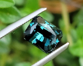 0.90 Carat Radiant Cut Dark Teal Spinel from Mozambique