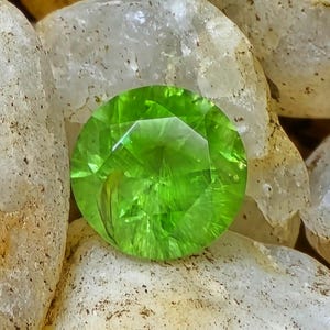 0.84 Carat Round Brilliant Cut Demantoid Garnet from the Ural Mountains