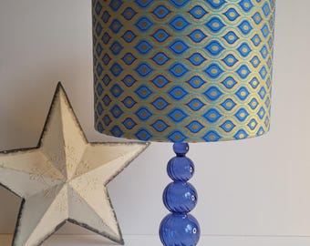 Abat-jour fait main en or bleu scintillant