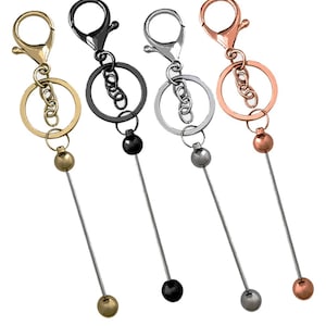 Keychain Bars, Key Ring Beadable Bars 6 - Rose Gold