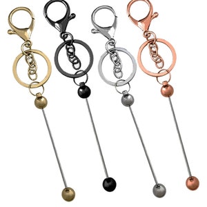 Keychain Bars, Key Ring Beadable Bars 6 - Rose Gold