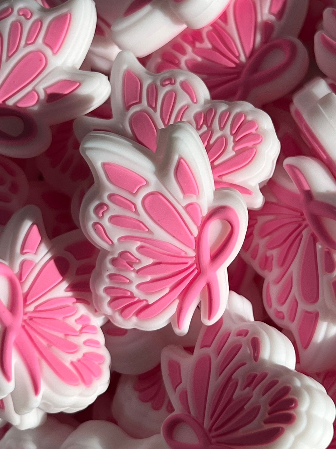 Breast Cancer Butterfly Ribbon Silicone Focal Bead Etsy