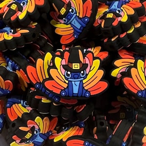 1057 Blue Alien Turkey Silicone Focal Bead