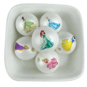 10 count Princess themed 20 mm printed acrylic beads
